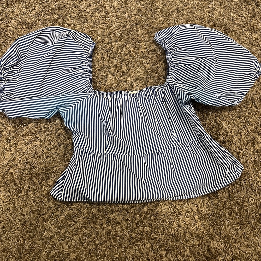 Striped Puff Sleeve Blouse